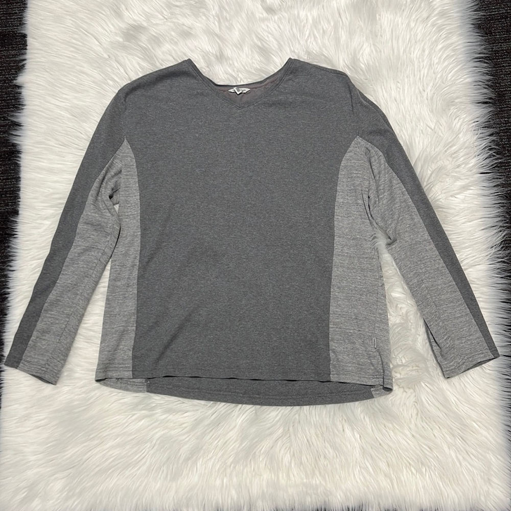 CALVIN KLEIN Grey Long Sleeve Ribbed Top Size XL